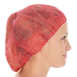 FRANZ MENSCH Hygonorm Bettina Light Beret Caps Polypropylene White Universal Diameter 53 cm Bag Beret Caps Surgical Head Caps Disposable Pack of 1000, red