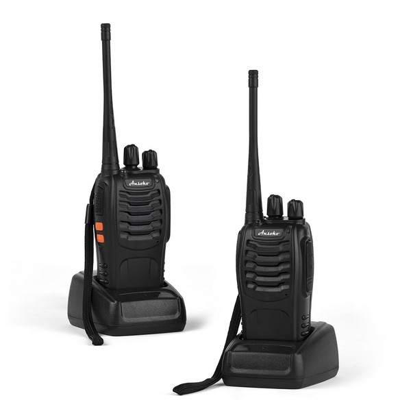 Ansoko Walkie Talkies Rechargeable Long Range Two Way Radios 16 Channel with Earpiece (2 Pack)