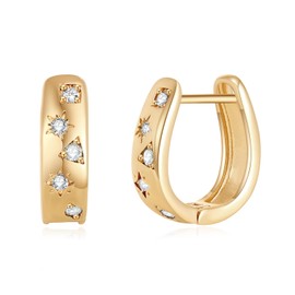 GAOKOXI Chunky Gold Cubic Zirconia Hoop Earrings for Women Trendy,Gold CZ Statement Earrings,Crystal Geomertic Earrings Jewelry Party