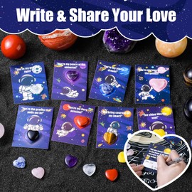 24 Pack Valentines Day Gifts for Kids,Valentines Day Cards for Kids School classroom,valentines heart Crystals with Cards,Valentine Exchange Party Favors for Kids Boy Girls,Valentines Goody Bag Filler