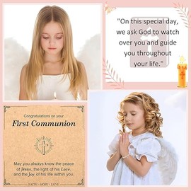 YUEXNKO Cross Rosary Bracelet, Cross Bracelet Christening Gifts, Christening Rosary Bracelet for Girls, Includes Bead Bracelet with Cross Religious Congratulations Card, Communion Gifts for Girls,