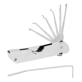 7in1 Lock Picking Kit, Portable Folding Lock Pick Set, Stainless Steel Lockpicking Training Set, Professional Lo/cksmith Tools, Key Extractor Kit, Lo/ckpicking K/it for Beginners, Lo/ck Pick Tool