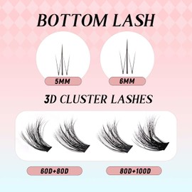 FADVAN Custom Eyelash Extension Kit, 3D Effect Bottom D Curl Eyelash Set with Eyelash Binding and Seal, Individual Cluster Eyelash Application (Kit-80D+100D-0.07D Mix 10-16mm)