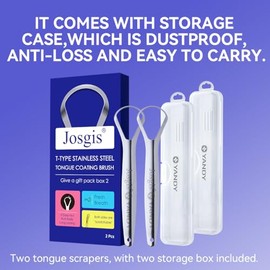 Raspador de lengua de acero inoxidable (paquete de 2) - Diseño de doble cabezal para una limpieza suave de la lengua, cepillo lingual higiénico de metal para un aliento fresco y cuidado bucal