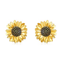 ONEFINITY Sunflower Earrings 925 Sterling Silver Sunflower Stud Earrings Sunflower Jewellery Gifts for Women
