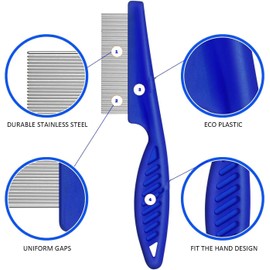 4 Pieces Flea and Lice Combs, Double Sided Stainless Steel Dog Combs for Removing Tear Stains and Knots, Dematting Tool for Small, Medium and Large Pets