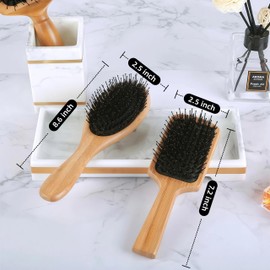 Hair Brush - Boar Bristle Hair Brushes for Women men Kid, Paddle Boar Nylon Bristle Hairbrush for Thick Curly Thin Long Wet Dry Hair, Smoothing Massage Detangling, Adds Shine & Health(Rectangle)
