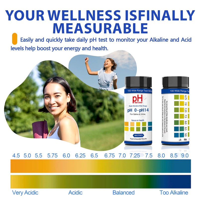 PH Test Strips 0-14, 100 Strips Universal Litmus Papers for