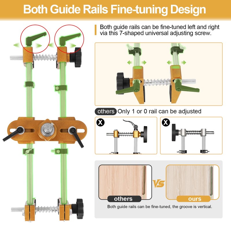 Upgraded Door Mortise Jig for Wooden Doors, Dual-Rail Micro-Adj