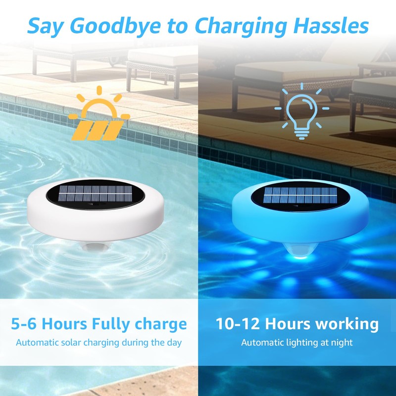 NiceBuy 4-Pack Solar Floating Pool Lights Outdoor Waterproof Solar-Powered that