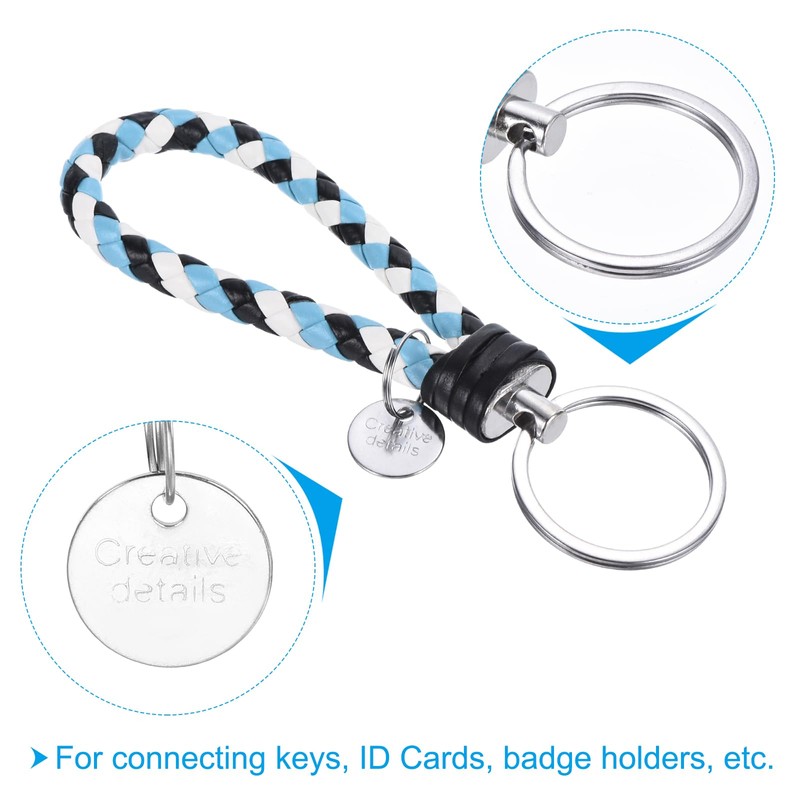 PATIKIL Braided Leather Keychain with Stainless Steel Key Ring Sleeve,
