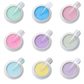 RoseFlower Pearl Chamäleon Chrome Nagelpuder, 9 Farben Glitzer Nägel Puder, Chrome Nail Powder, Spiegeleffekt Holografisches Aurora Nagelkunst-Glitzer, DIY-Maniküre