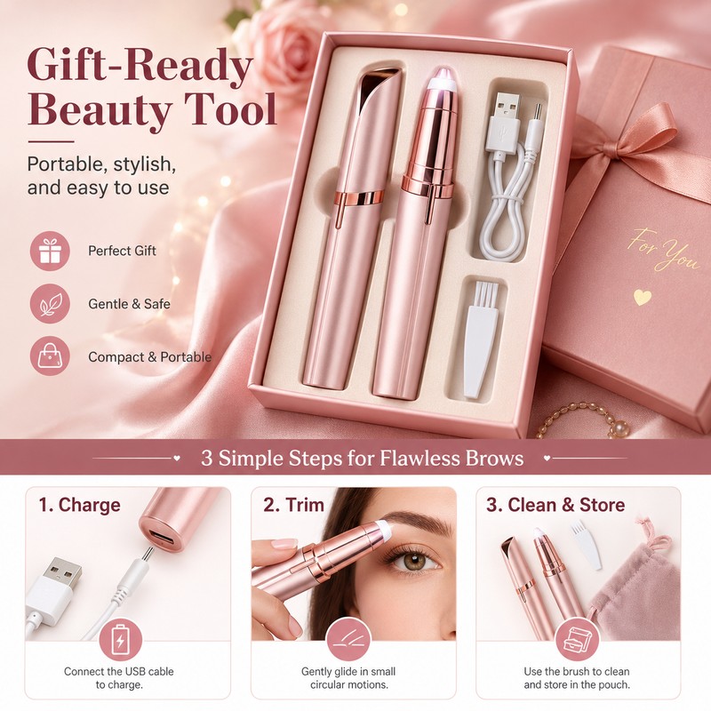Electric Eyebrow Trimmer for Women – Portable Facial Hair Remover