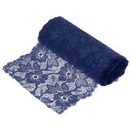 MECCANIXITY 6.3 Inch Wide 5 Yard Lace Ribbon Floral Pattern Dark Blue Lace Trim Ribbon for DIY Crafts, Gift Wrapping Bouquets, Wedding Decor, and Sewing Making