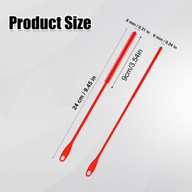 4pcs Silicone Straw Brushes, 6mm+8mm Long Straw Cleaner Reusable Hanging Bottle Straw Washing Tool Bendable Crevice Brush Slim Pipe Brush for Glass Metal Straw (Red)