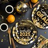 ZFUNBO 2025 Congrats Grad Dinnerware for Graduation Decorations, Black Graduation