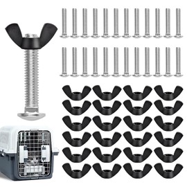 Pet Carrier Fasteners Kennel Replacement M6 Bolts and Butterfly Nuts for Plastic Cat Crate and Dog Crate Dog Kennel Accessories Cat Cage Carrier Parts (24 Set)