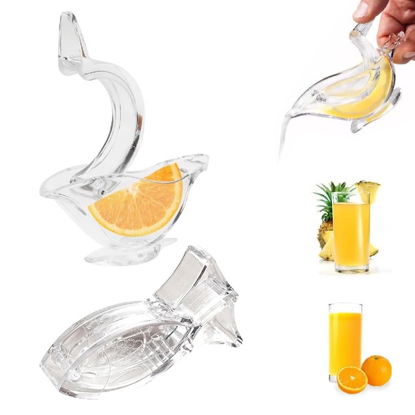 FKWKUW Pack of 2 Manual Lemon Squeezer, Citrus Juicer, Transparent