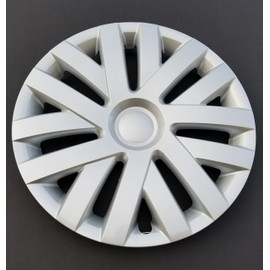 New Wheel Covers Replacements Fits 2010-2014 Volkswagen Jetta; 16 Inch; 7 Double Spoke; Silver Color; Plastic; Set of 4; Standard Leg