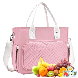 HMLIN OUTOOORS Lunch Bag for Women, Large Lunch Tote Bag, Leakproof Insulated Lunch Box with Shoulder Strap, Adult Reusable Lunch Cooler Tote Bags for Work Picnic Camping Beach Light Pink