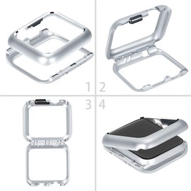 Nakedcellphone 44mm Case, [Silver] MAGNETIC Snap-On Aluminum Cover with Polished Chrome Bezel for Apple iWatch (Series 4, Size 44mm)
