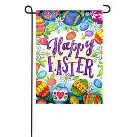 Evergreen Flag Beautiful Springtime Happy Easter Eggs Textured Suede Garden Flag - 13 x 18 Inches Fade and Weather Resistant Outdoor Decoration for Homes, Yards and Gardens