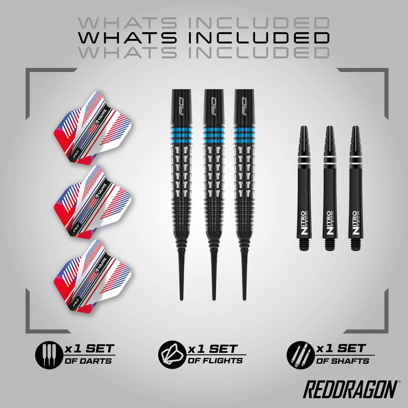 RED DRAGON Vengeance Blue 20 Gram Premium Tungsten Softip Darts