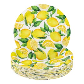 Elyxio Lemon Party Plates Summer Fruit Disposable Paper Plates 7" Watercolor Lemon Dessert Plates for Summer Wedding Bridal and Baby Showers Birthday Party Supplies (48) | Elyxio