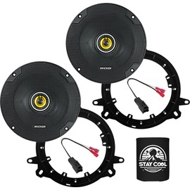 KICKER Speakers 6.5 inch for Toyota Tacoma 2019-2022 Upgrade Kit - Pair of CS Series with Adapters and Harness, Coaxial 6 1/2 Car Audio Rear Door Speaker CSC65, 46CSC654