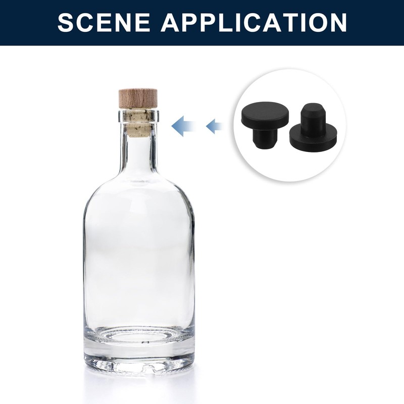sourcing map 16 Pieces Black Rubber Stopper, 8mm Plug Holes