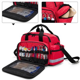 Trunab - Bolsa médica, bolsa de enfermera, maletín de enfermería Liberale con banda reflectante para visita a casa con suministros médicos con muchos bolsillos para estudiante de enfermera, color rojo