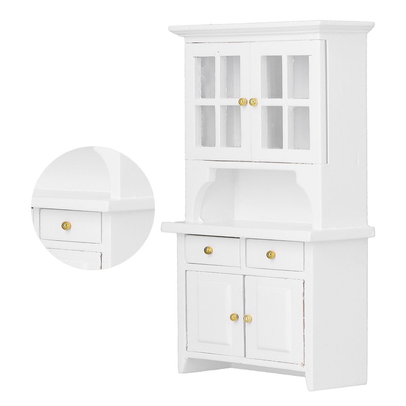 1:12 Dollhouse Cabinet Wooden Simulated Miniature Kitchen Furniture Decoration AccessoriesWhite