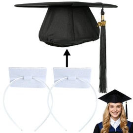 OCQOTAT 2 Pack Graduation Cap Headband, Grad Cap Insert with Hook & Loop or EVA Foam Sticker, Secure Your Graduation Cap and Hairstyle, Essential Hat Accessory for Graduates,Students, Girls,Clear