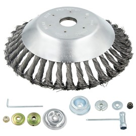 AILEETE 8'' Steel Wire Wheel Brush Weed Trimmer Head for Most Straight-Shaft String Trimmer & Brush Cutter & Weed Eater & Weed Wacker (with 2 Kinds of Blade Adapter Kit)