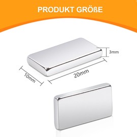 Pack of 16 Magnets Strong, 20 x 10 x 3 mm Neodymium Magnets Extra Strong, Magnets for Magnetic Board, Super Strong Rare Earth Magnets, Rectangular Magnets for Kitchen Cabinet, Office, Whiteboard