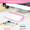 Desktop Glass Whiteboard with Storage, Pink Desk Dry Erase White