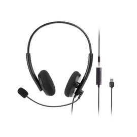 Monoprice WFH 3.5mm + USB Wired Back to Basics Web Meeting Headset - Lightweight, with Adjustable Mic and USB Inline Controller, for Virtual Meetings - Workstream Collection