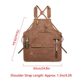 Work Apron with 12 Tool Pockets, Heavy Duty Thick Canvas Apron Adjustable Carpenter Apron, Woodworker with Cross-Back Straps, Fit Kitchen, Garden, Pottery, Craft Workshop, Garage for Men and Women