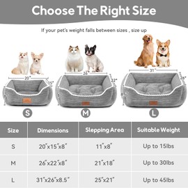 Zerbuger Rectangle Cat Dog Bed for Large Medium Small Pets Indoor Outdoor Machine Washable Sleeping Sofa Non-Slip Bottom Soft Puppy Bed Durable Orthopedic Calming Pet Cuddler (Medium, Grey)