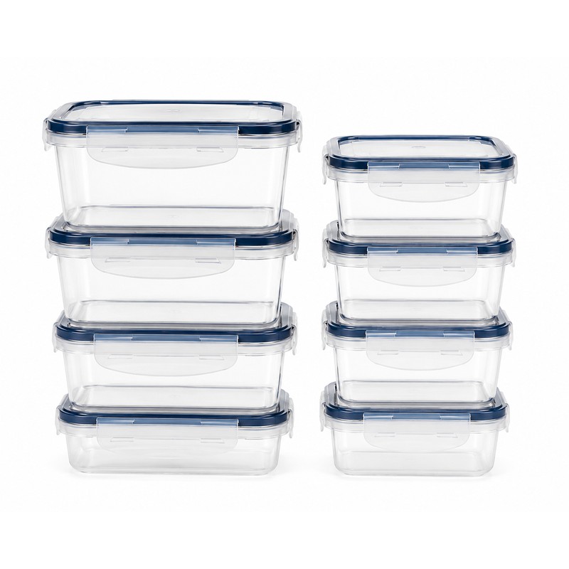 Pack-8 BPA-Free Airtight Food Containers with Locking Lids - Clear