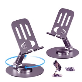 ZSAUTHREE 360 Metal Rotating Phone Holders,Fully Adjustable Foldable Phone Stand,with All Phones,Small Tablet Computer Perfectly Your Phone Mounting Needs with Multiple Viewing Angles!2PCS(Pueple)