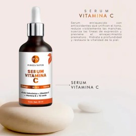 Pureza Natur Serum Vitamina C y Acido Hialuronico y Vitamina E y Té verde Antiedad e Hidratante para Tipo De Piel 50ml