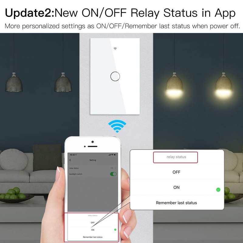 MoesGo WiFi Smart Wall Light Switch,Glass Panel, Multi-Control(3 Way), 2.4GHz
