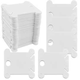 120 Pieces Plastic Floss Bobbins for Cross Stitch Embroidery Cotton Thread Embroidery Floss Cross Stitch Threads Craft DIY Sewing Storage Winding Thread Organizer Holder Embroidery DIY Cards (White)