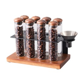 Teyearlife Teyearlife Coffee Bean Cellar Tubes Single Dose Set of 8 Borosilicate Glass Sealing Tubes for Espresso Enthusiasts and Family Baristas One-Way Exhaust Valve Walnut Stopper for Smoother Pouring