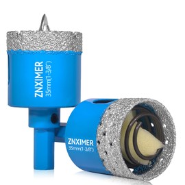 ZNXIMER Diamond Hole Saw Drill Bits - 2pcs 1-3/8" Diamond Drill bits Accurate Drilling for Tile, Ceramic, Marble, Granite, Stone, Glass Bottles 35mm