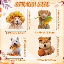 H1vojoxo Autumn Thanksgiving Sticker Rolls - 1000PCS Fall Dog Dress Up Stickers in 2 Rolls 16 Designs Autumn Thanksgiving Self-Adhesive Sticker for Kids Craft Envelope Dog Lover Holiday Party Supplies