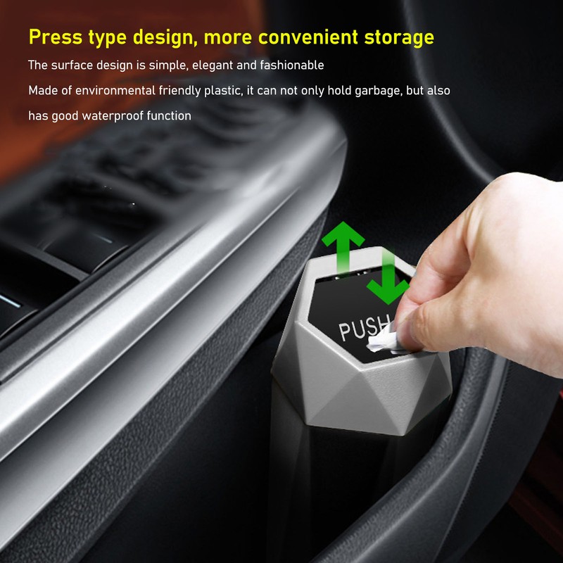 2Pcs Car Trash Can with Lid Waterproof Decorative Automotive Portable