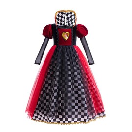 Lito Angels Queen of Hearts Fancy Dress Up Costume Princess Party Outfit for Little Kids Girls Age 5-6 Years, Red and Black (Tag Number 120)