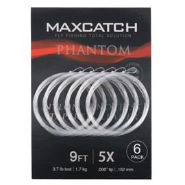 Maxcatch Fly Fishing Tapered Leader Line 6 Pack -Pre-Tied Loop- Tensile Strength- Abrasion Resistance- Low Memory 7.5ft/9ft/12ft/15ft, 0X-6X